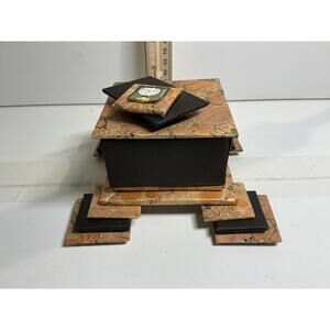 Handmade “Exploding Box” Art Sculpture – Marbled Paper – Signed & Dated 2023